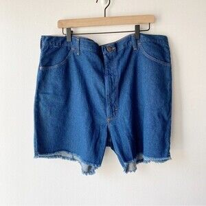 wrangler high rise raw hem denim shorts